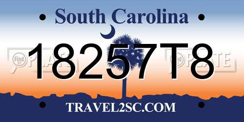 18257T8 South Carolina License Plate