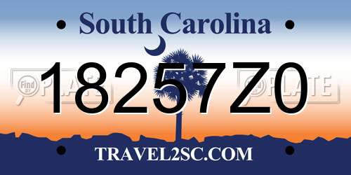 18257Z0 South Carolina License Plate