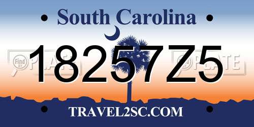 18257Z5 South Carolina License Plate