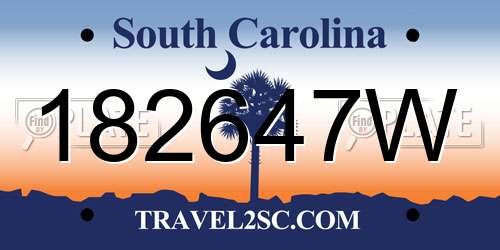 182647W South Carolina License Plate
