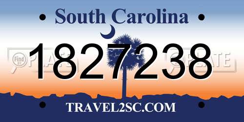 1827238 South Carolina License Plate