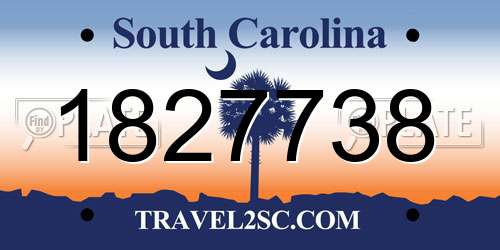 1827738 South Carolina License Plate
