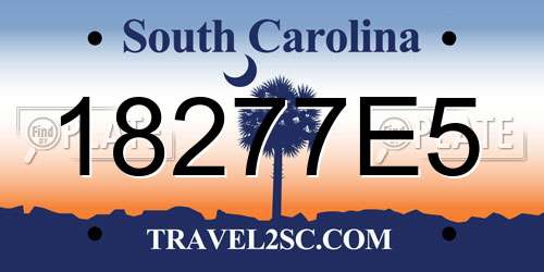 18277E5 South Carolina License Plate