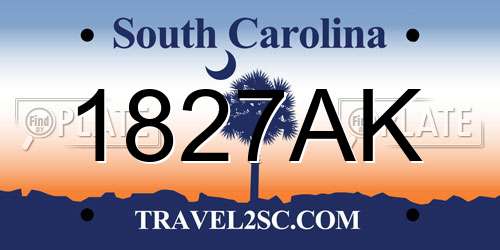 1827AK South Carolina License Plate
