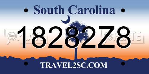 18282Z8 South Carolina License Plate
