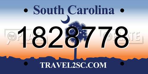 1828778 South Carolina License Plate