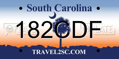 182CDF South Carolina License Plate