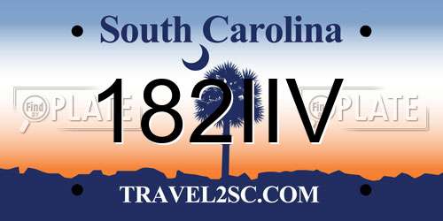 182IIV South Carolina License Plate