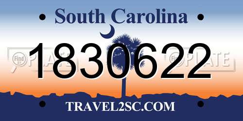 1830622 South Carolina License Plate