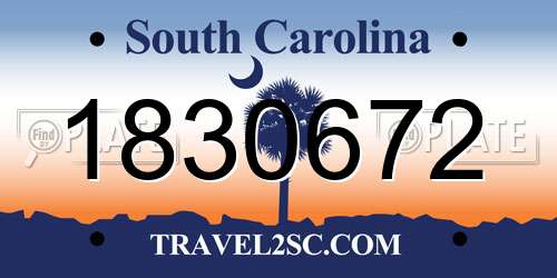 1830672 South Carolina License Plate