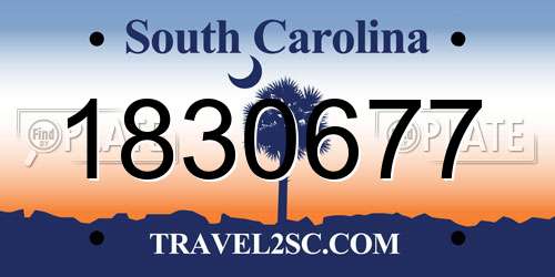 1830677 South Carolina License Plate