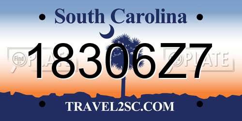 18306Z7 South Carolina License Plate