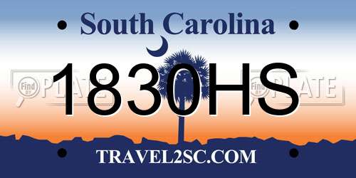 1830HS South Carolina License Plate