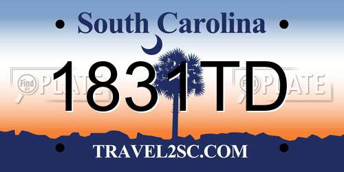 1831TD South Carolina License Plate