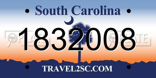 1832008 South Carolina License Plate