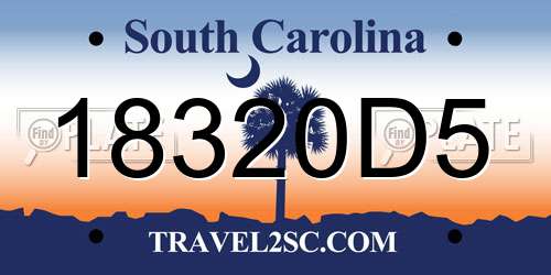 18320D5 South Carolina License Plate