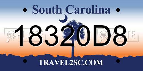 18320D8 South Carolina License Plate