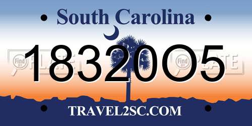 18320O5 South Carolina License Plate