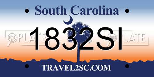 1832SI South Carolina License Plate
