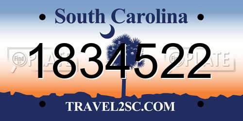 1834522 South Carolina License Plate