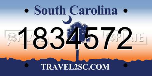 1834572 South Carolina License Plate