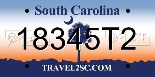18345T2 South Carolina License Plate