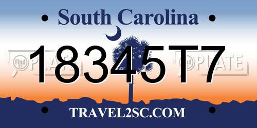 18345T7 South Carolina License Plate