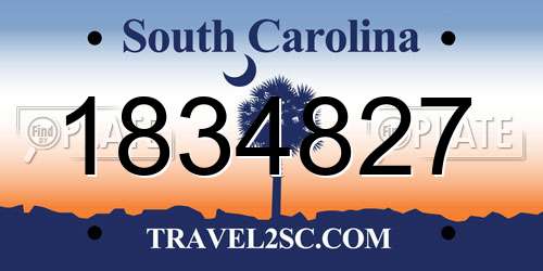 1834827 South Carolina License Plate