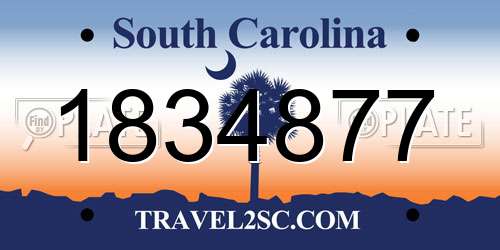 1834877 South Carolina License Plate