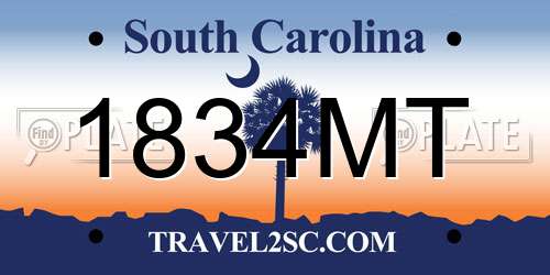 1834MT South Carolina License Plate