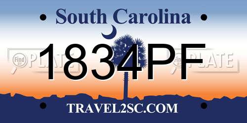 1834PF South Carolina License Plate