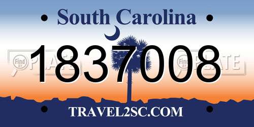 1837008 South Carolina License Plate