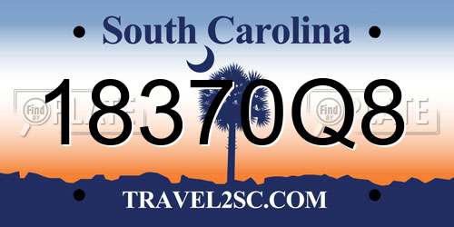 18370Q8 South Carolina License Plate