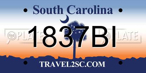 1837BI South Carolina License Plate