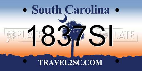 1837SI South Carolina License Plate