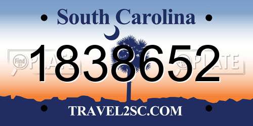 1838652 South Carolina License Plate