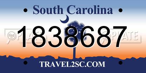1838687 South Carolina License Plate