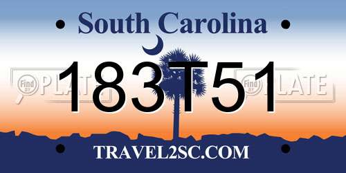 183T51 South Carolina License Plate