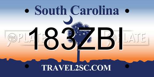 183ZBI South Carolina License Plate
