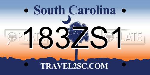183ZS1 South Carolina License Plate
