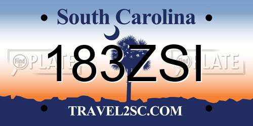 183ZSI South Carolina License Plate