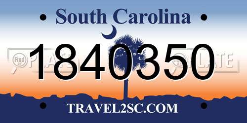 1840350 South Carolina License Plate