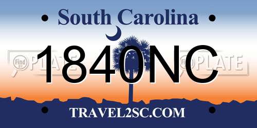1840NC South Carolina License Plate
