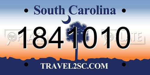 1841010 South Carolina License Plate