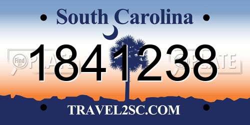 1841238 South Carolina License Plate