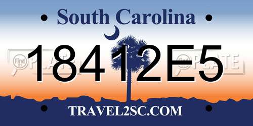 18412E5 South Carolina License Plate