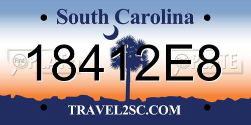 18412E8 South Carolina License Plate