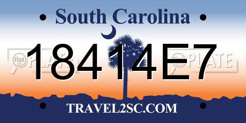 18414E7 South Carolina License Plate