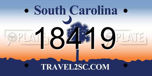 18419 South Carolina License Plate