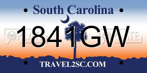 1841GW South Carolina License Plate
